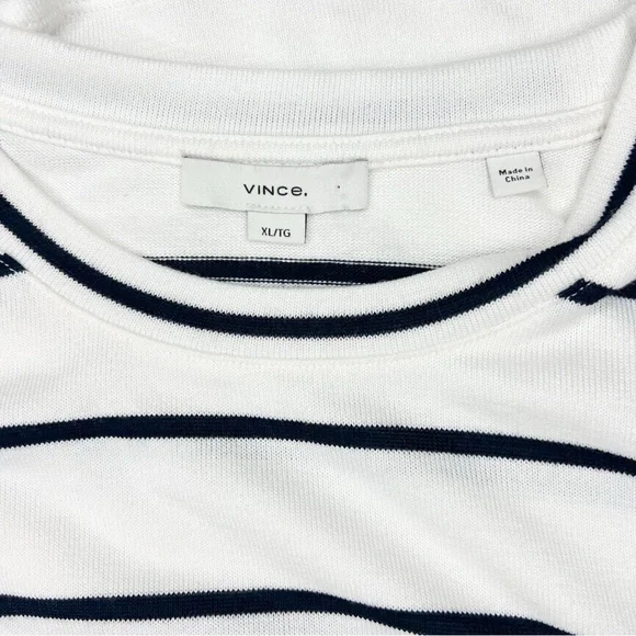 Vince Striped Wide Sleeve T-Shirt White Black Casual Soft Stretch size XL - Picture 6 of 8